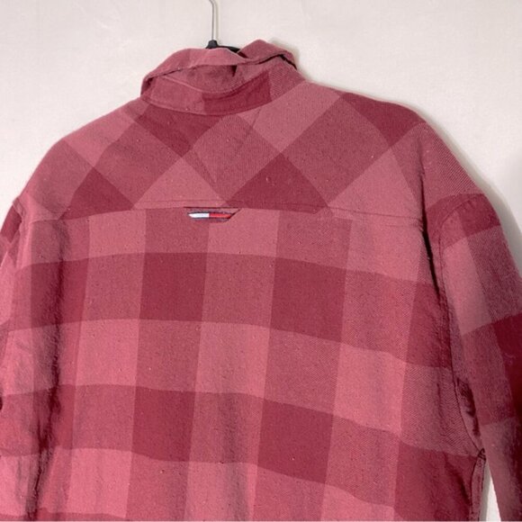 Tommy Jeans Red Plaid Sherpa Lined Casual Fit Button Up Shacket Light Jacket M - Picture 6 of 16